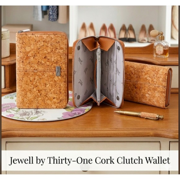 thirty-one Handbags - Jewell by Thirty-One Cork Clutch Wallet Natural Zip Around Organizer